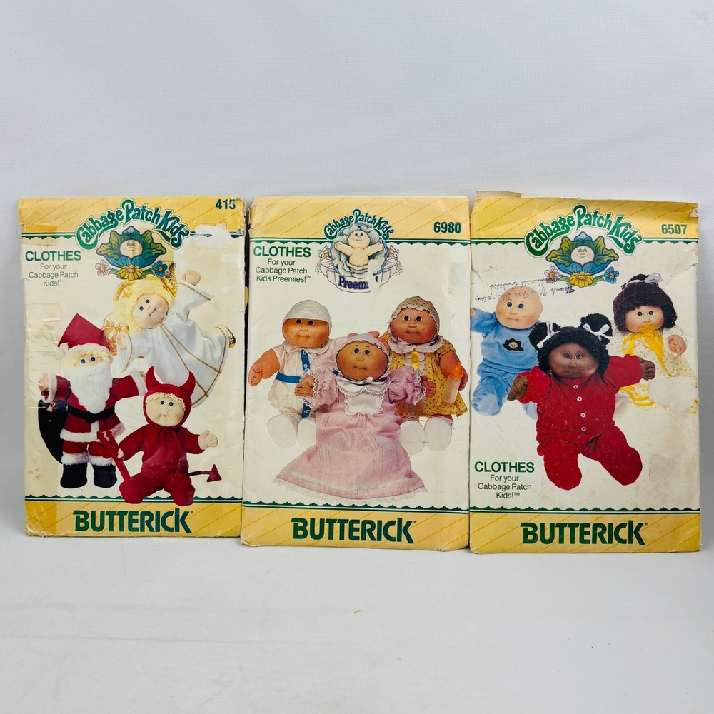Butterick Cabbage Patch Kids 3 Sewing Pattern Lot 415 6980 6507 Costumes Preemie